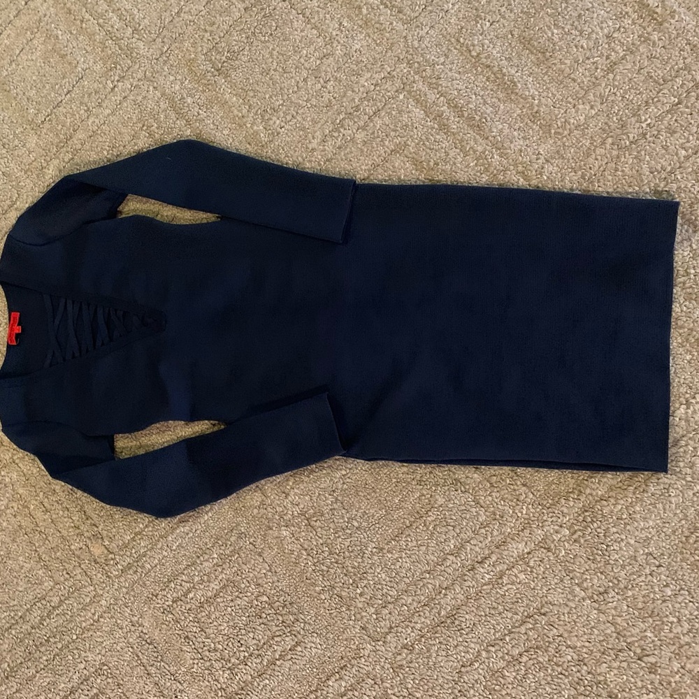 Navy skin tight dress with lace up chest